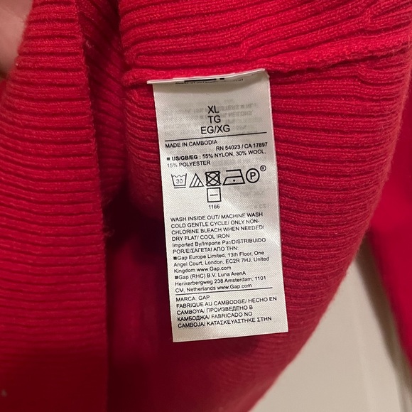 GAP Vibrant Red Ribbed Knit Off the Shoulder Sweater Top - Picture 10 of 10